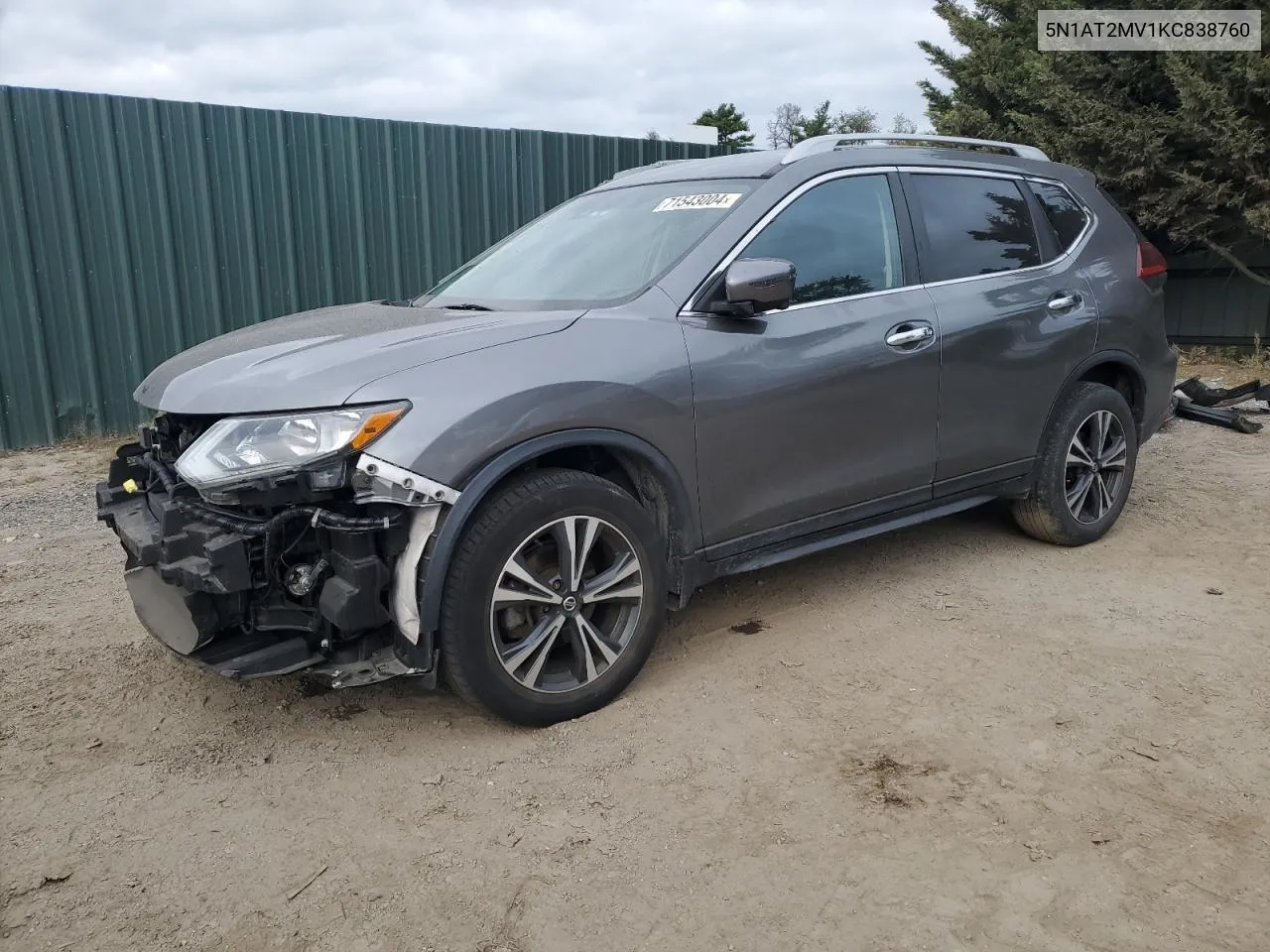 2019 Nissan Rogue S VIN: 5N1AT2MV1KC838760 Lot: 71543004