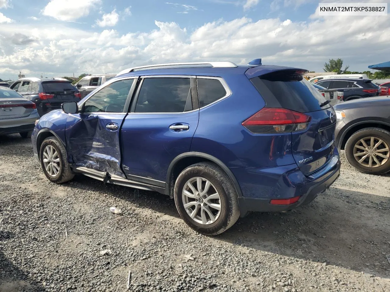 2019 Nissan Rogue S VIN: KNMAT2MT3KP538827 Lot: 72128214