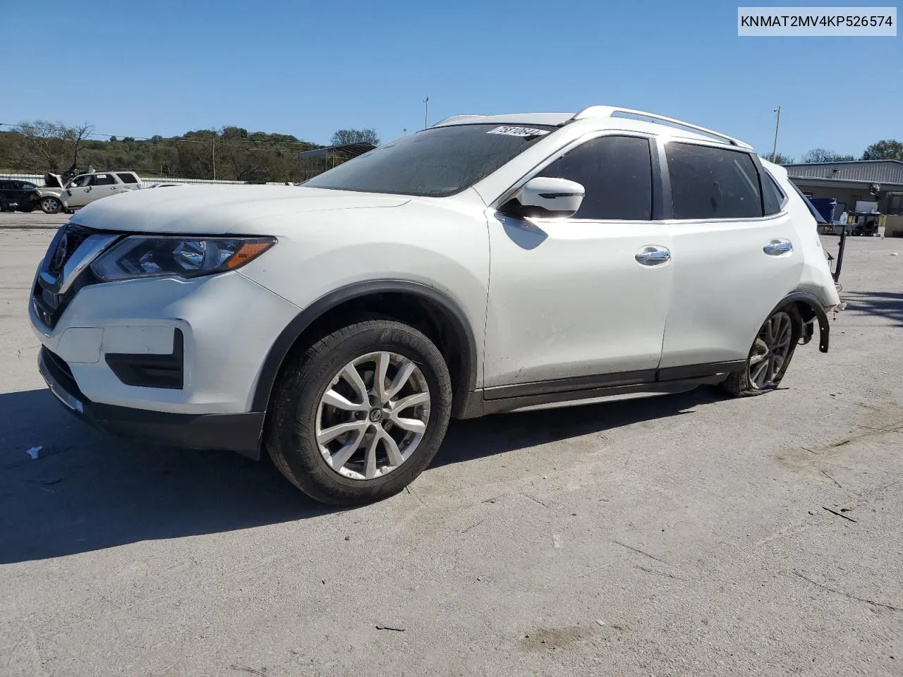 2019 Nissan Rogue S VIN: KNMAT2MV4KP526574 Lot: 75810644