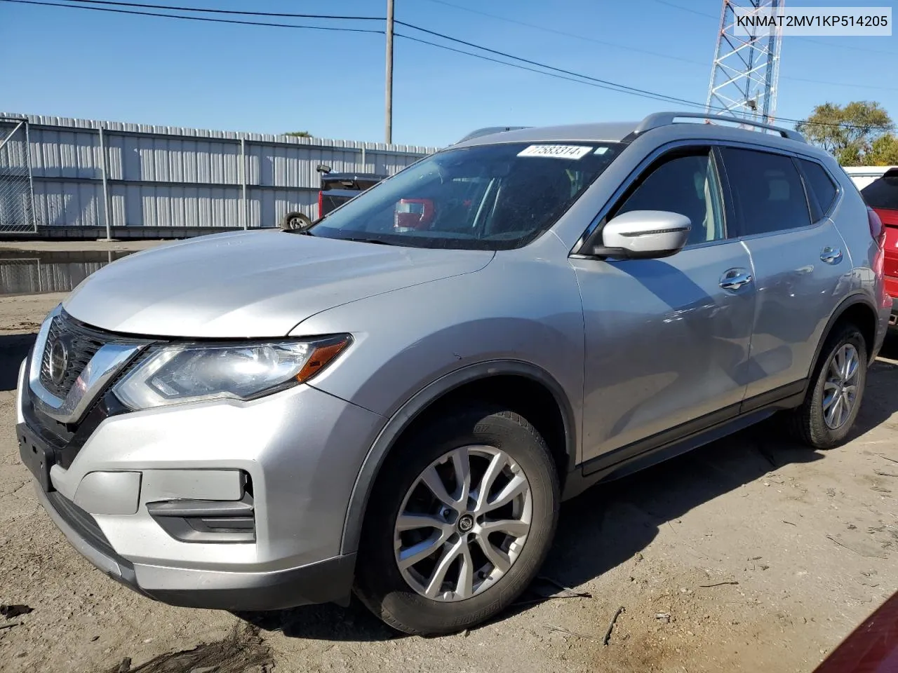 2019 Nissan Rogue S VIN: KNMAT2MV1KP514205 Lot: 77583314