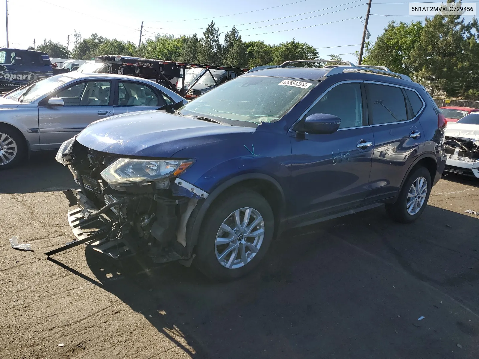 2020 Nissan Rogue S VIN: 5N1AT2MVXLC729456 Lot: 60664224