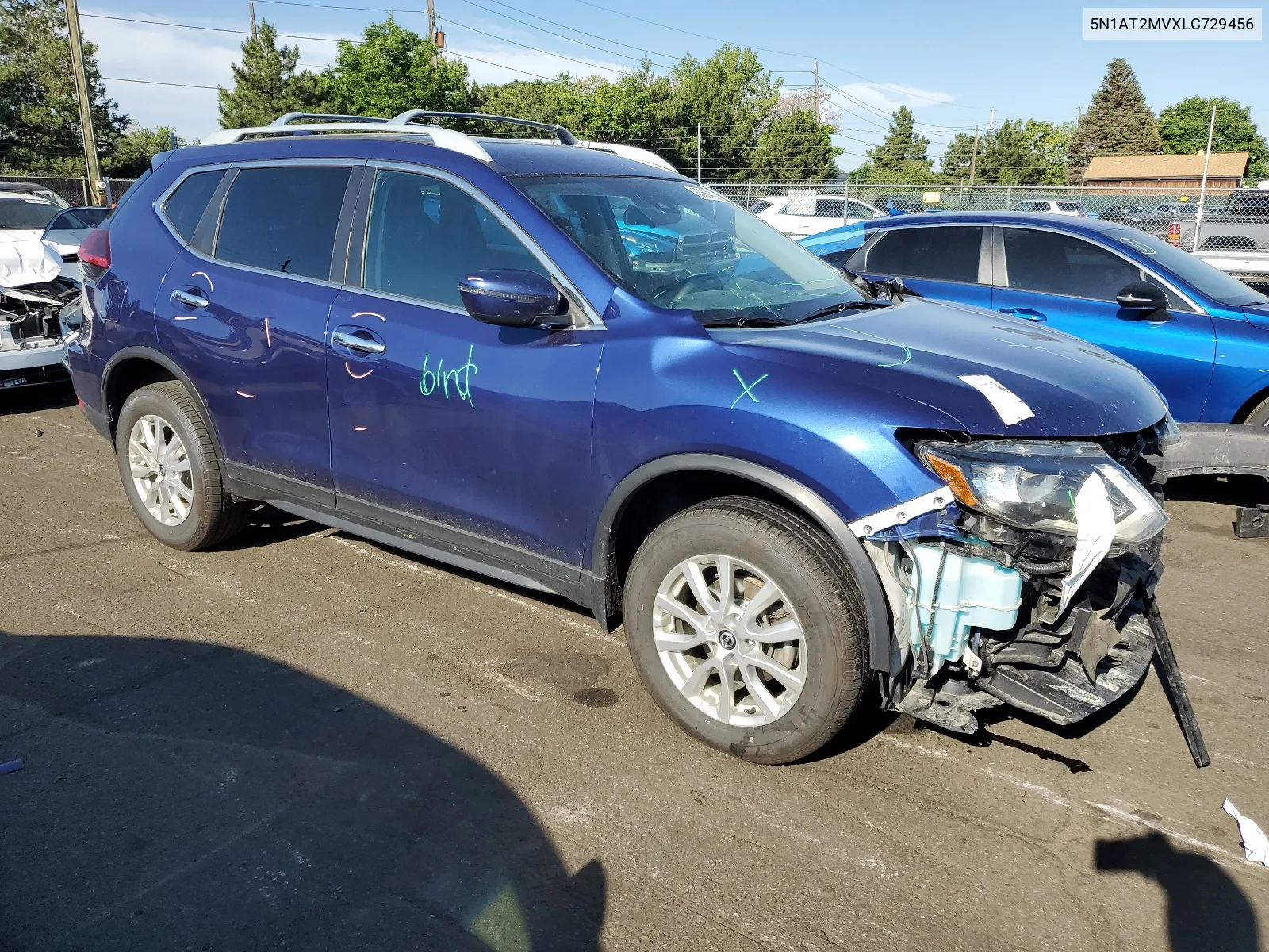 2020 Nissan Rogue S VIN: 5N1AT2MVXLC729456 Lot: 60664224