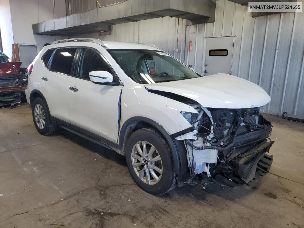 2020 Nissan Rogue S VIN: KNMAT2MV3LP524655 Lot: 73046534