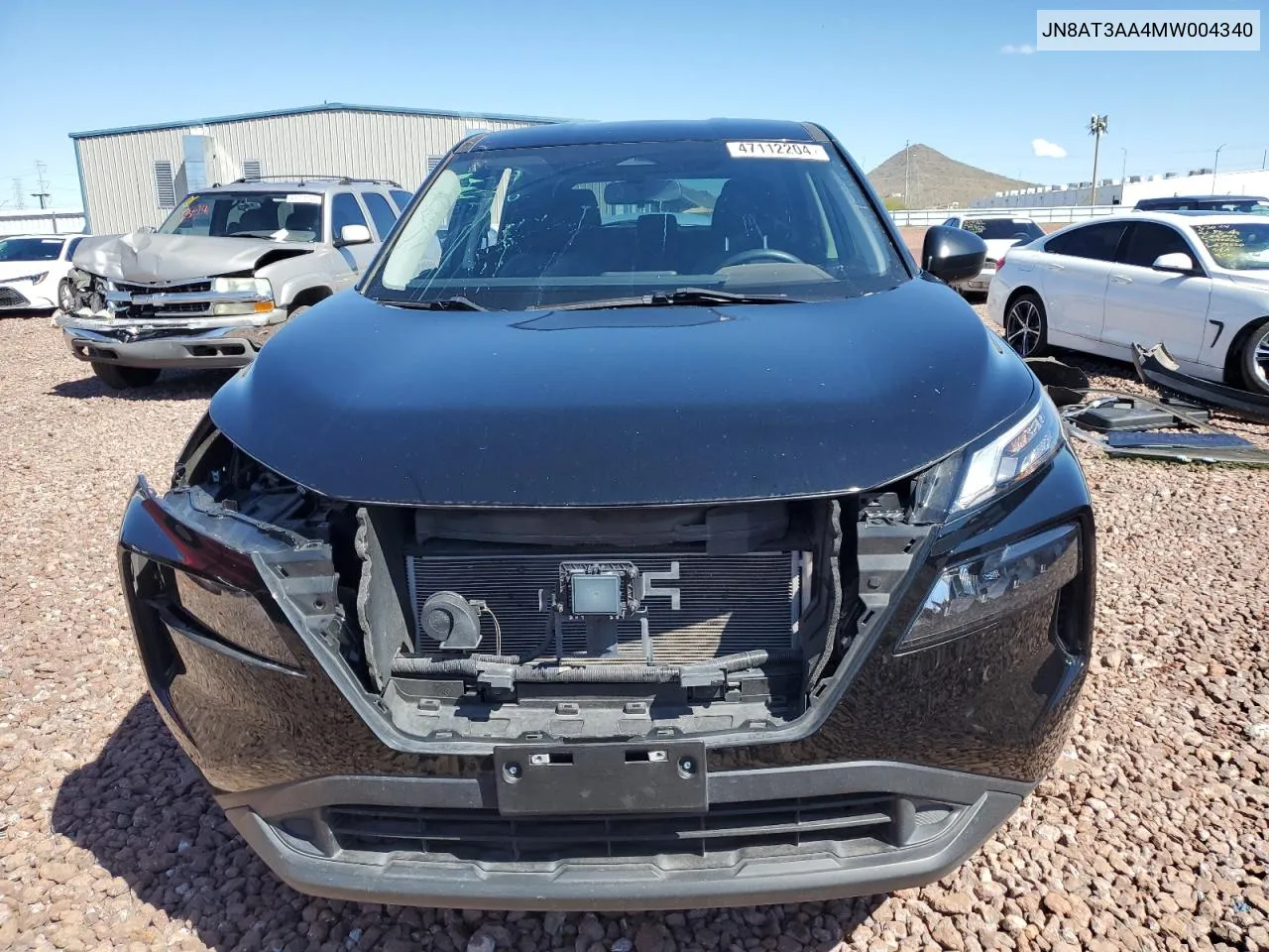 2021 Nissan Rogue S VIN: JN8AT3AA4MW004340 Lot: 47112204