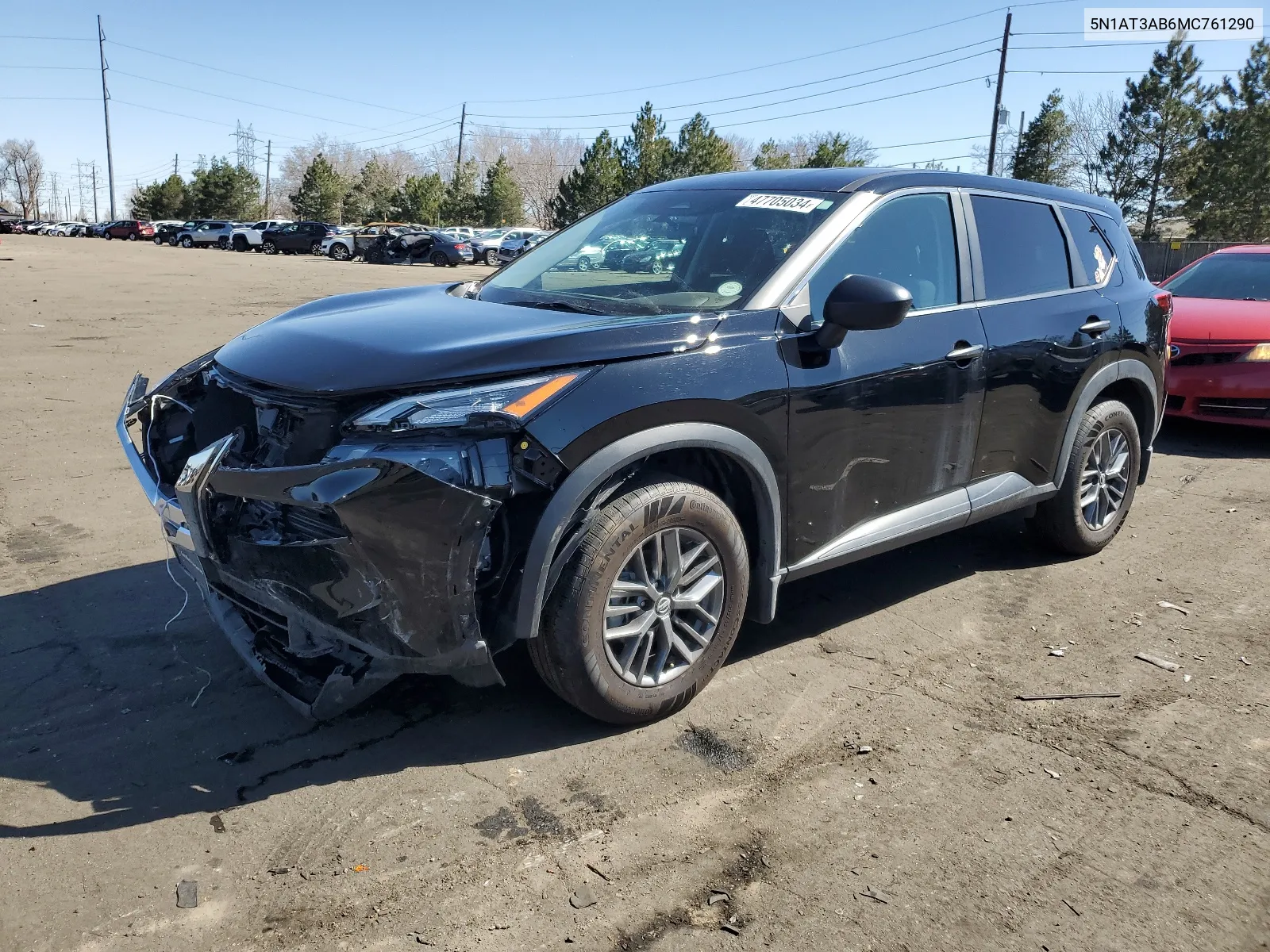 2021 Nissan Rogue S VIN: 5N1AT3AB6MC761290 Lot: 47705034