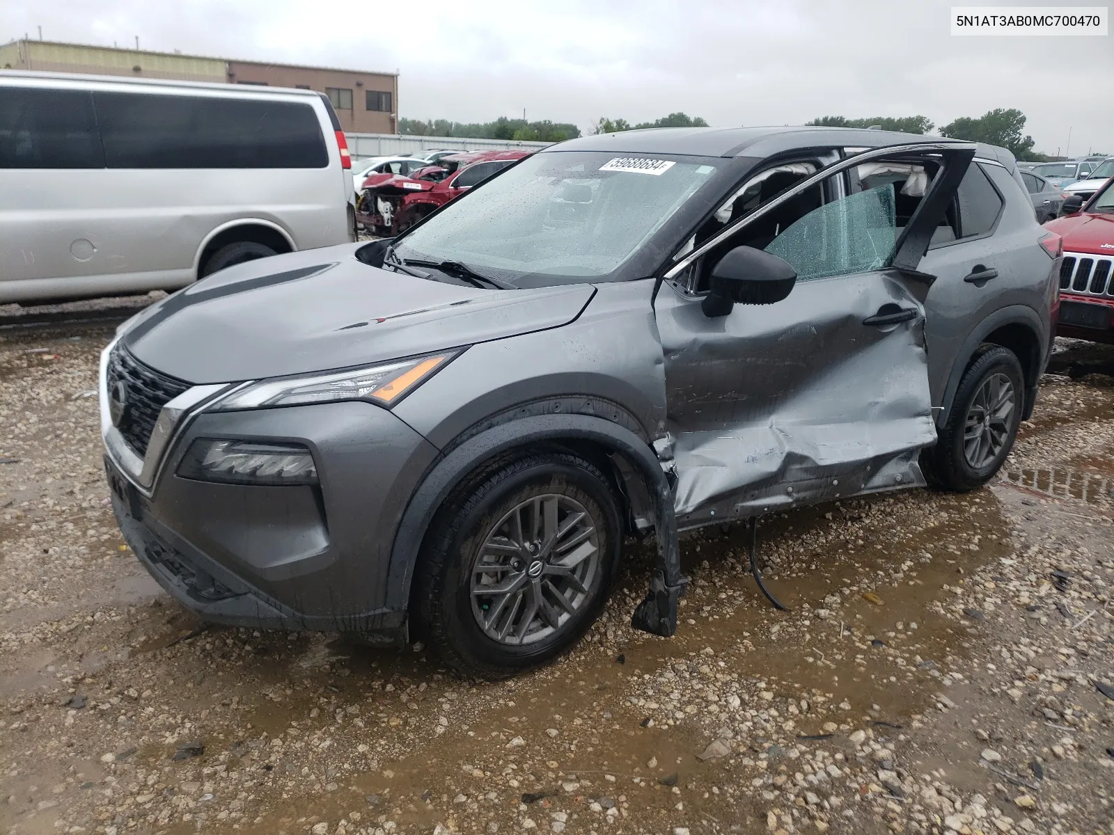 2021 Nissan Rogue S VIN: 5N1AT3AB0MC700470 Lot: 59688684