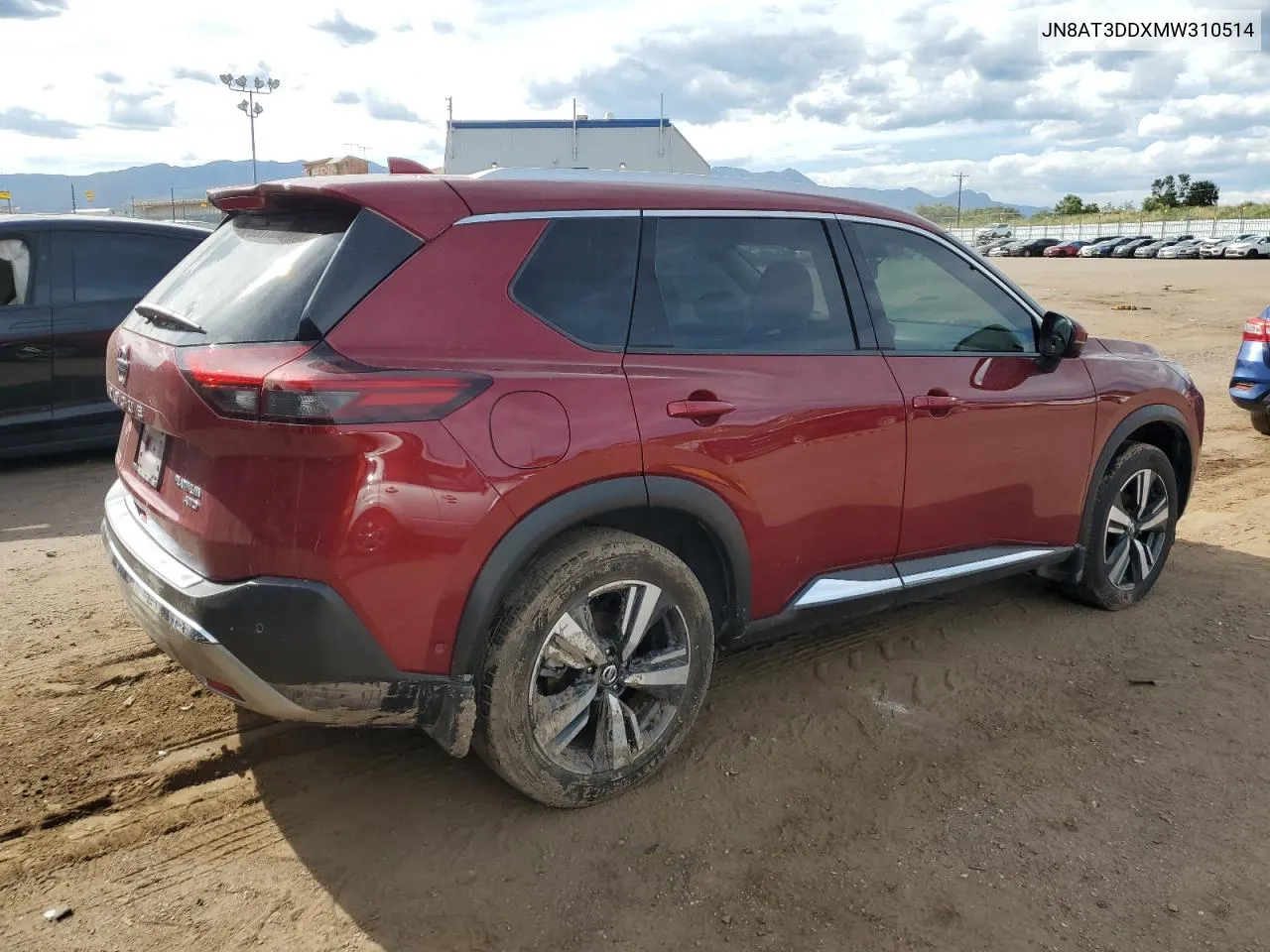 2021 Nissan Rogue Platinum VIN: JN8AT3DDXMW310514 Lot: 69045054