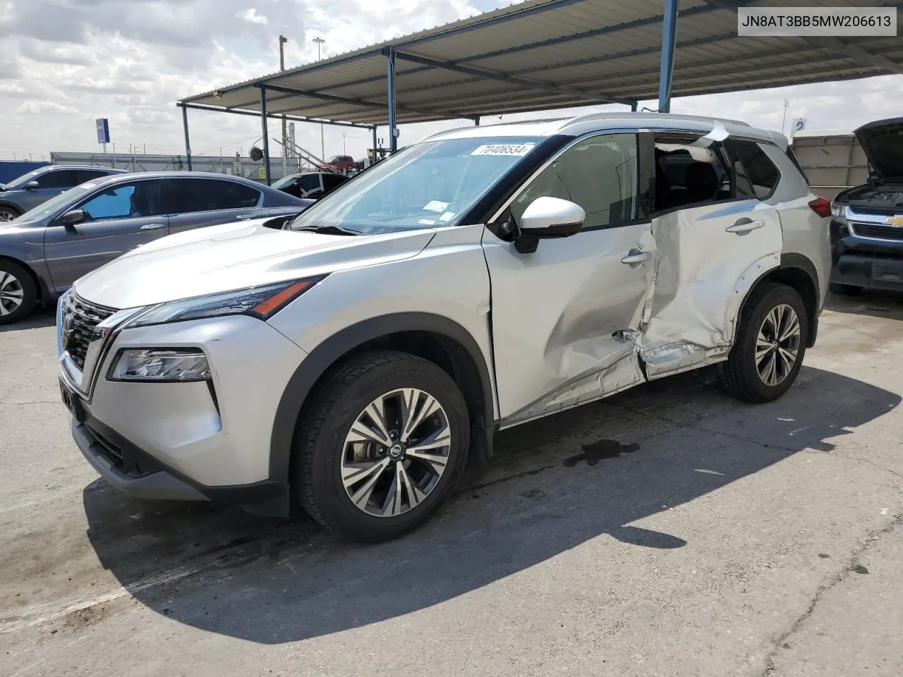 2021 Nissan Rogue Sv VIN: JN8AT3BB5MW206613 Lot: 70406534