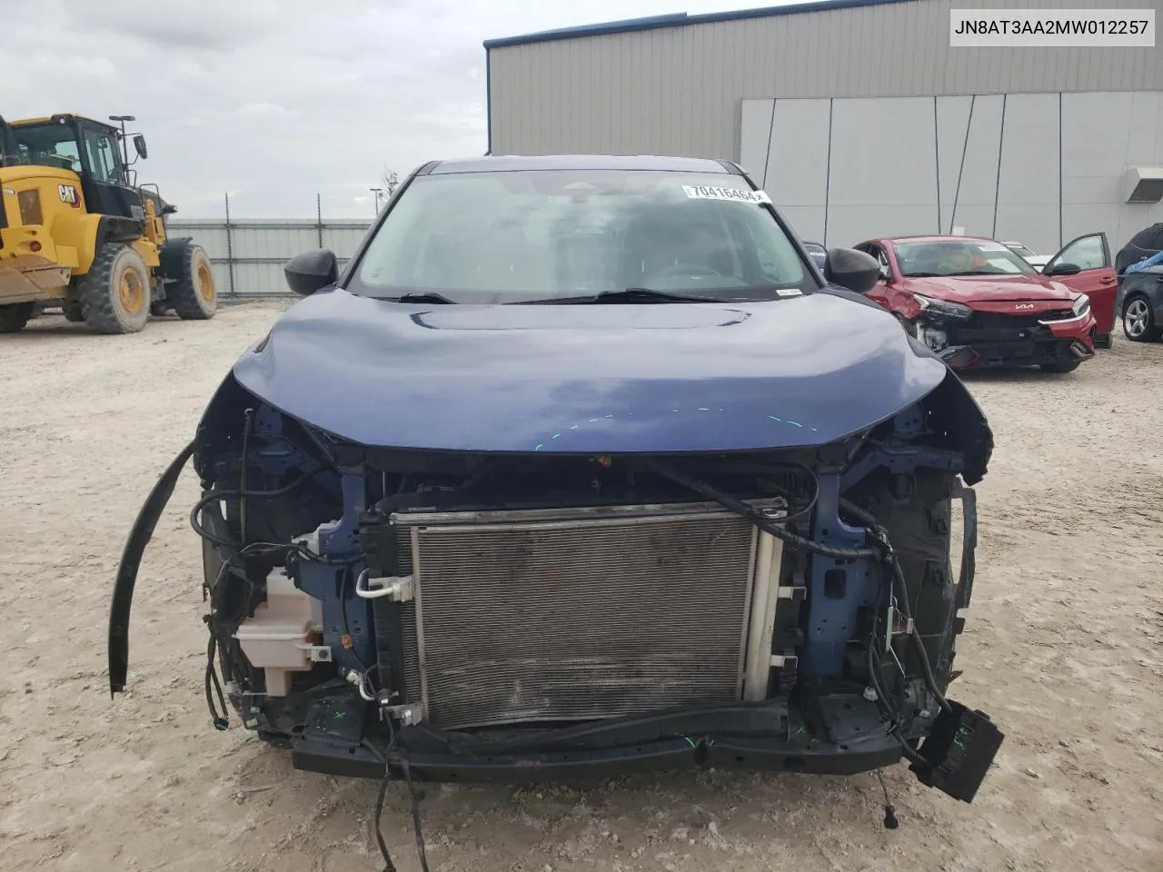 2021 Nissan Rogue S VIN: JN8AT3AA2MW012257 Lot: 70416464