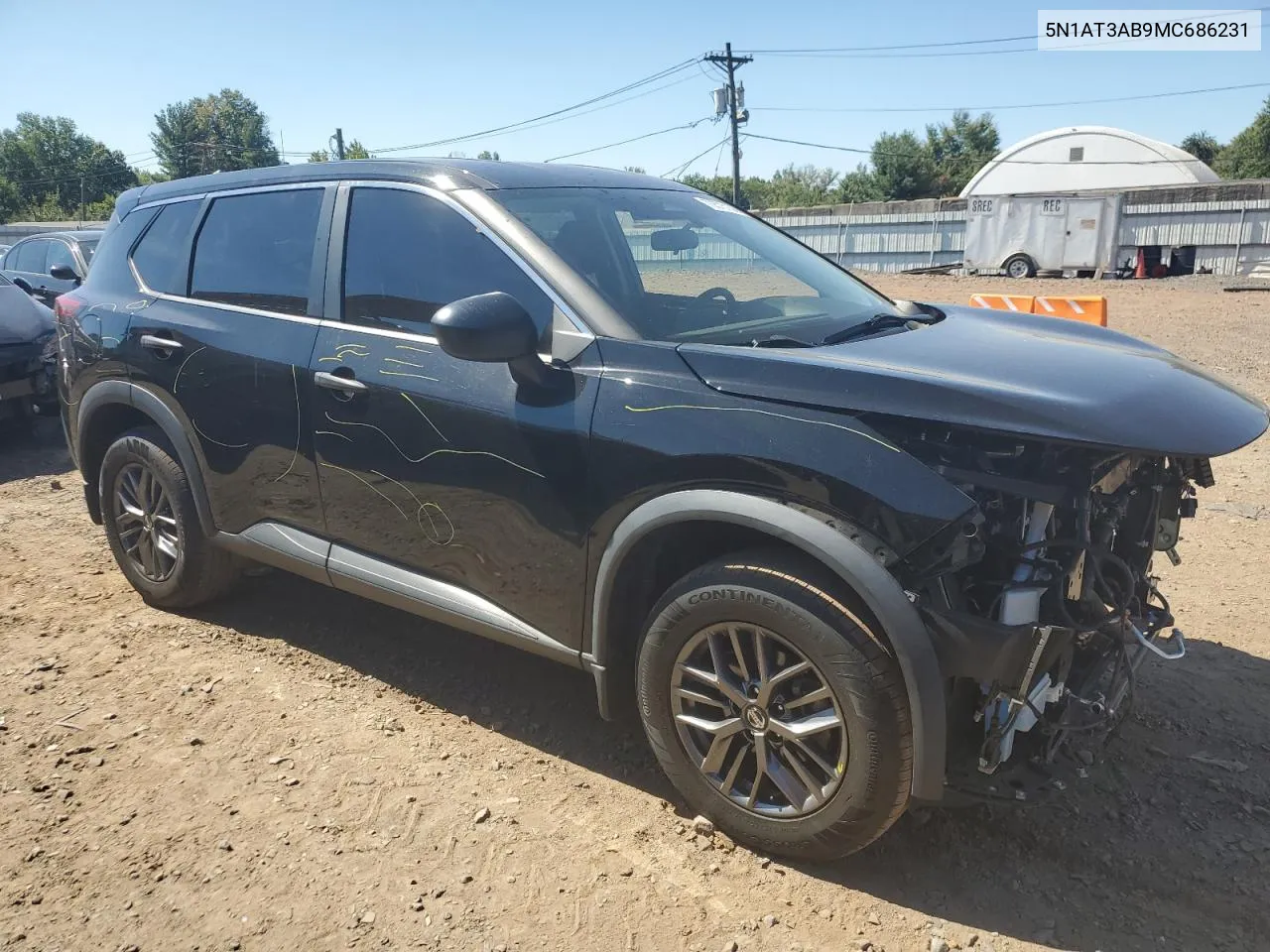 2021 Nissan Rogue S VIN: 5N1AT3AB9MC686231 Lot: 70575134