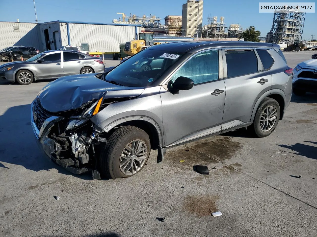 2021 Nissan Rogue S VIN: 5N1AT3AB5MC819177 Lot: 73452424