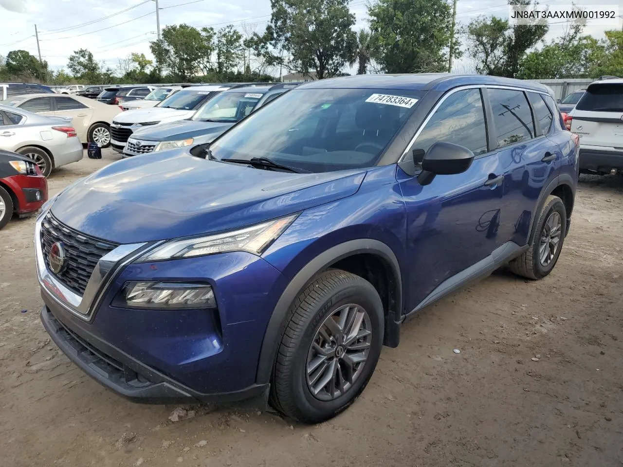 2021 Nissan Rogue S VIN: JN8AT3AAXMW001992 Lot: 74783364