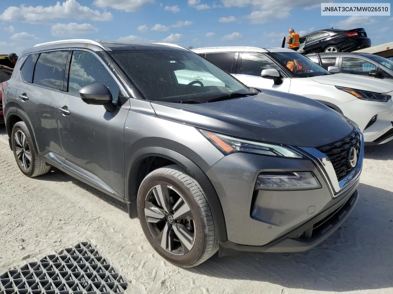 2021 Nissan Rogue Sl VIN: JN8AT3CA7MW026510 Lot: 77124994