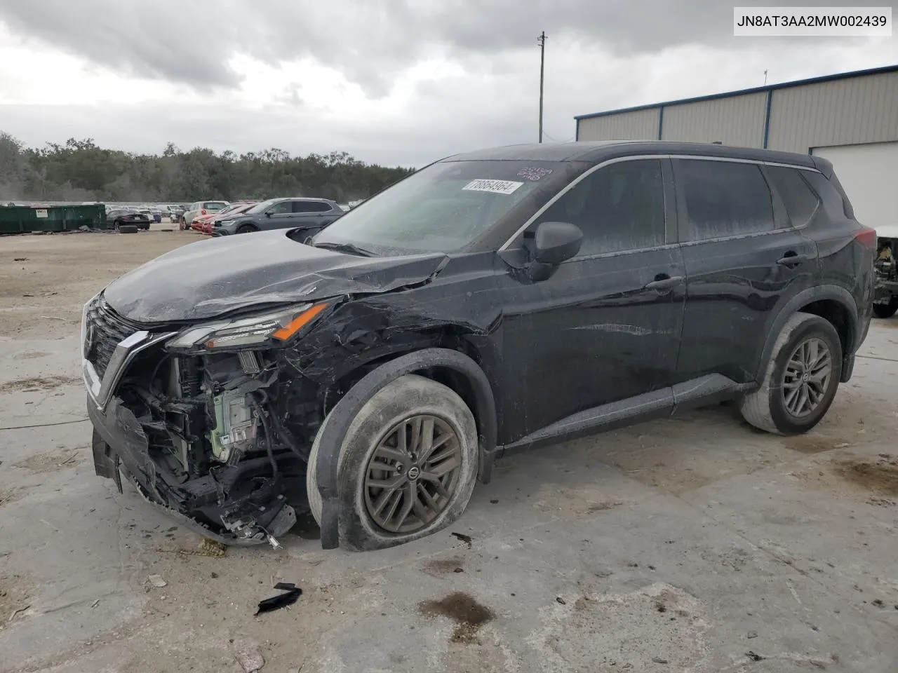 2021 Nissan Rogue S VIN: JN8AT3AA2MW002439 Lot: 78864964