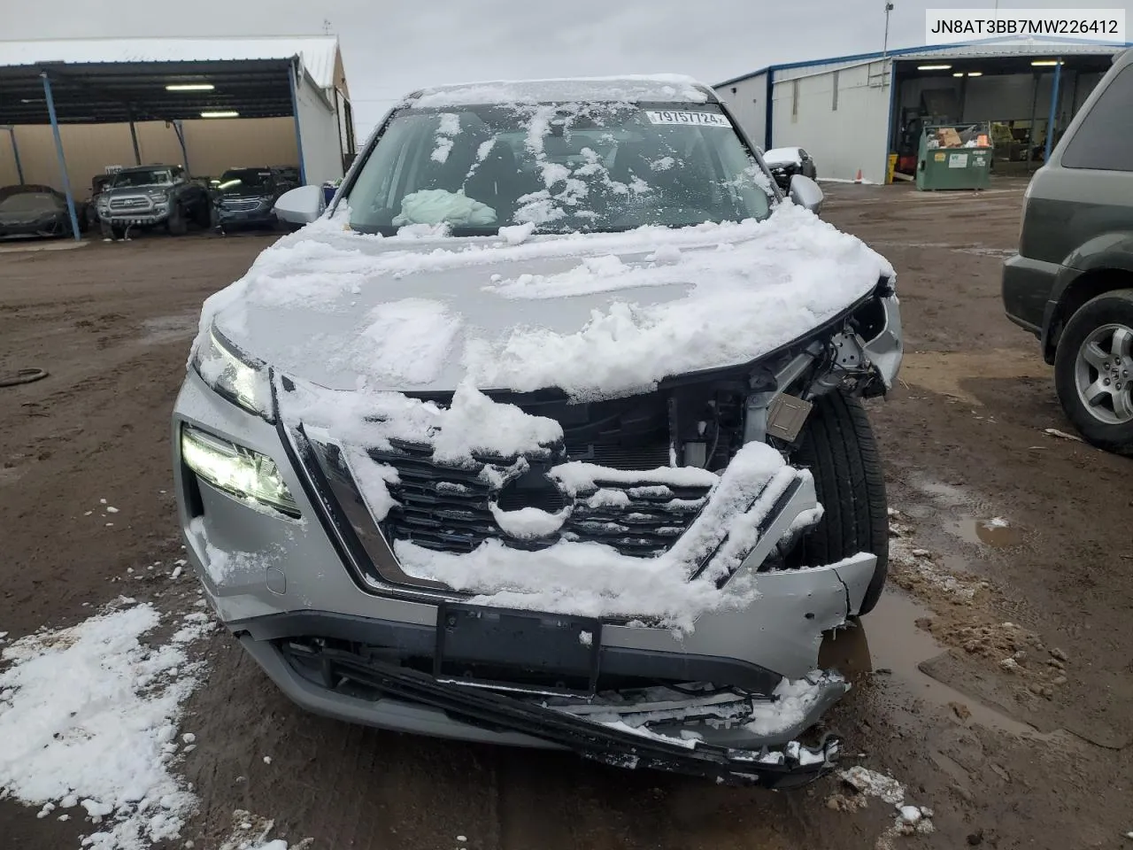 2021 Nissan Rogue Sv VIN: JN8AT3BB7MW226412 Lot: 79757724