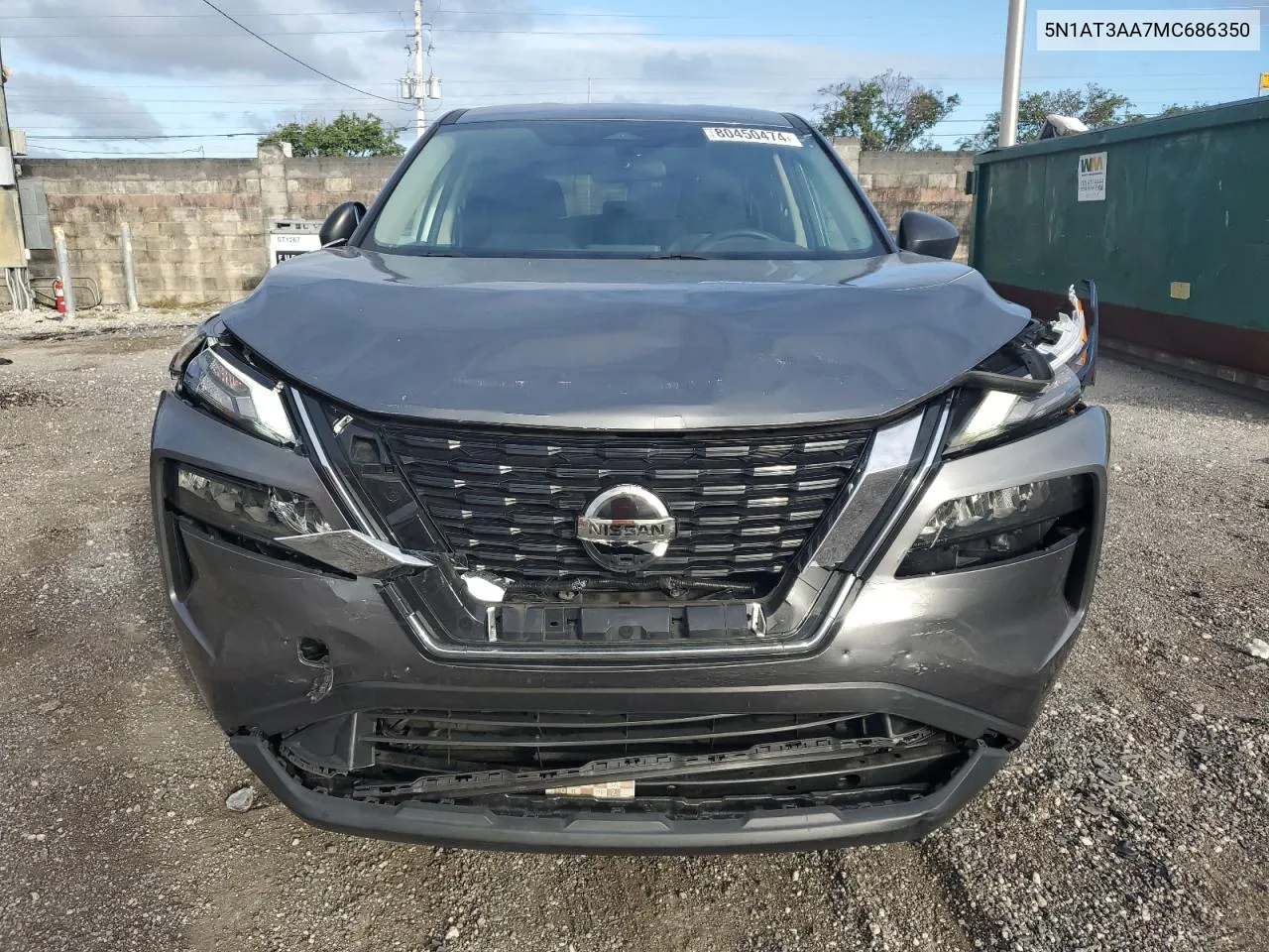 2021 Nissan Rogue S VIN: 5N1AT3AA7MC686350 Lot: 80450474