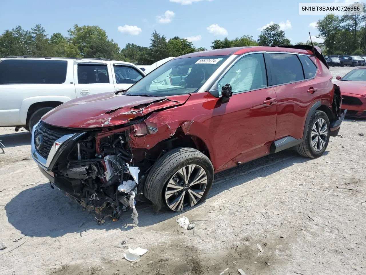 2022 Nissan Rogue Sv VIN: 5N1BT3BA6NC726356 Lot: 68629174