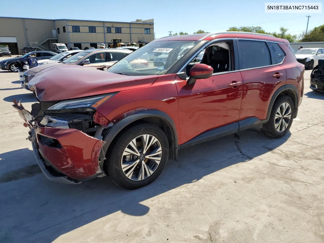 2022 Nissan Rogue Sv VIN: 5N1BT3BA1NC715443 Lot: 73030714