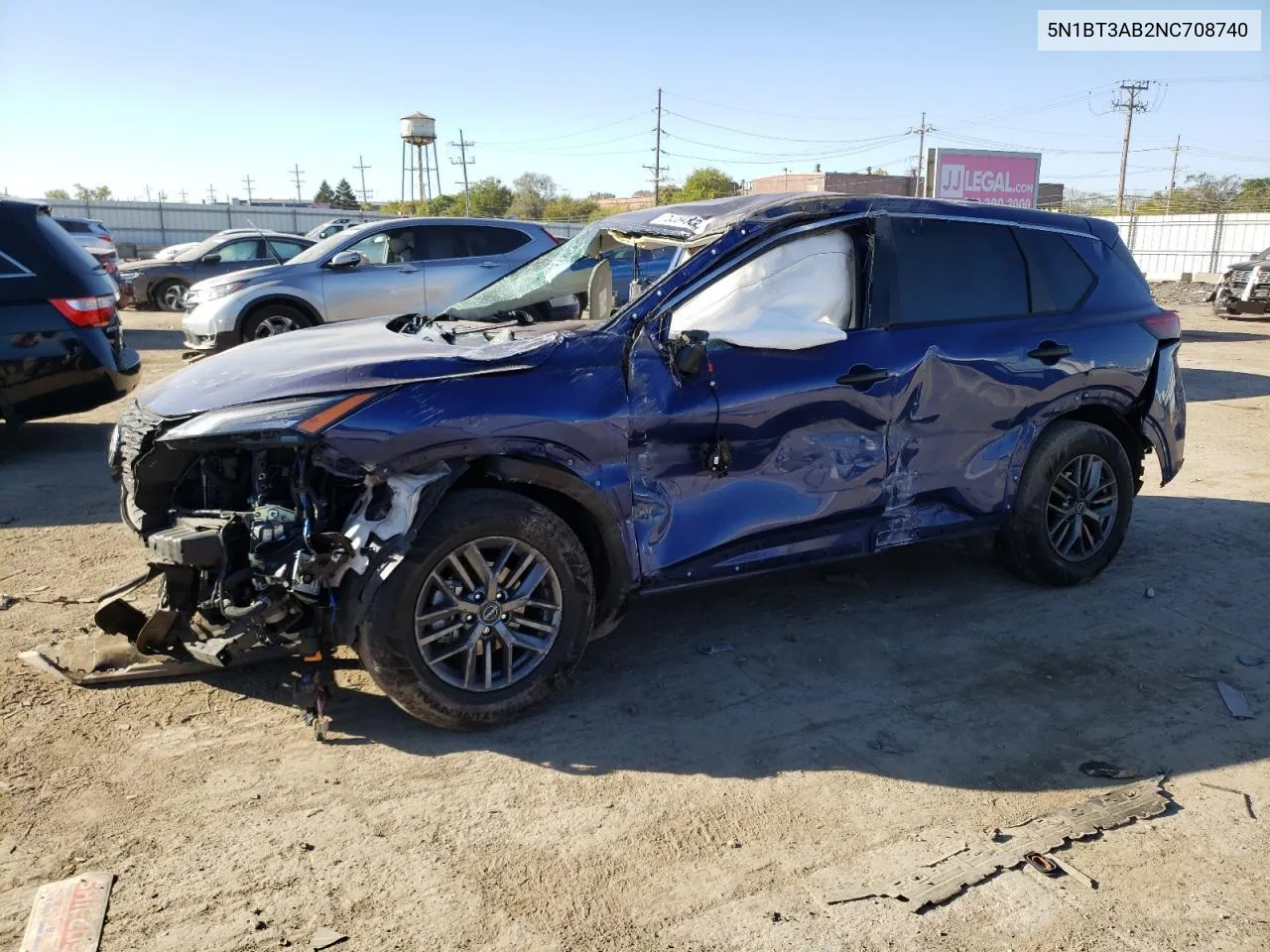 2022 Nissan Rogue S VIN: 5N1BT3AB2NC708740 Lot: 75234334