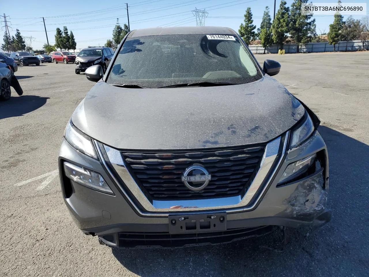 2022 Nissan Rogue Sv VIN: 5N1BT3BA6NC696890 Lot: 76144034