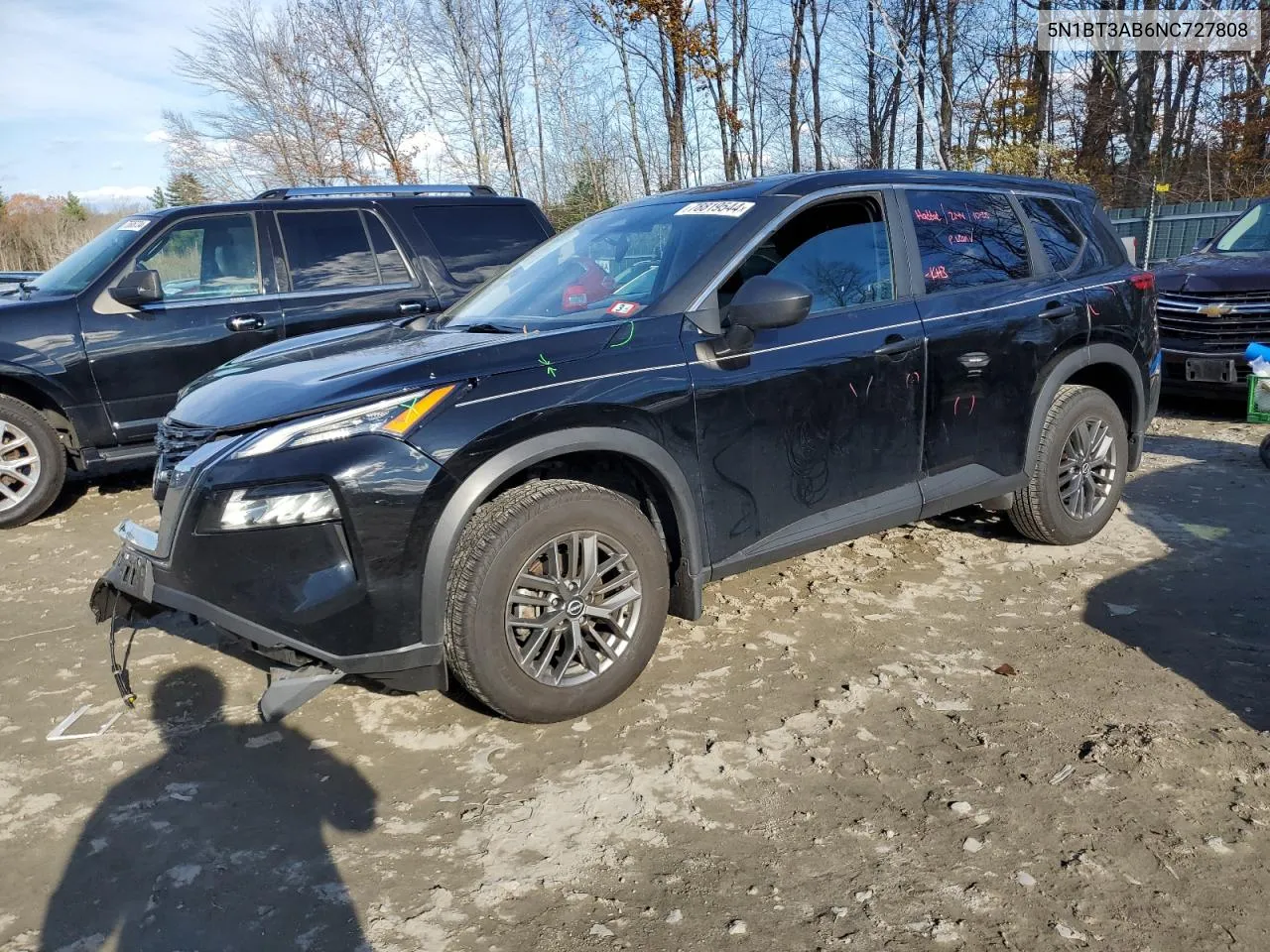 2022 Nissan Rogue S VIN: 5N1BT3AB6NC727808 Lot: 78819544