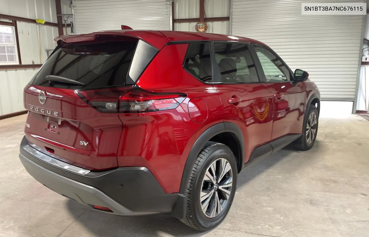 2022 Nissan Rogue Sv VIN: 5N1BT3BA7NC676115 Lot: 80084934