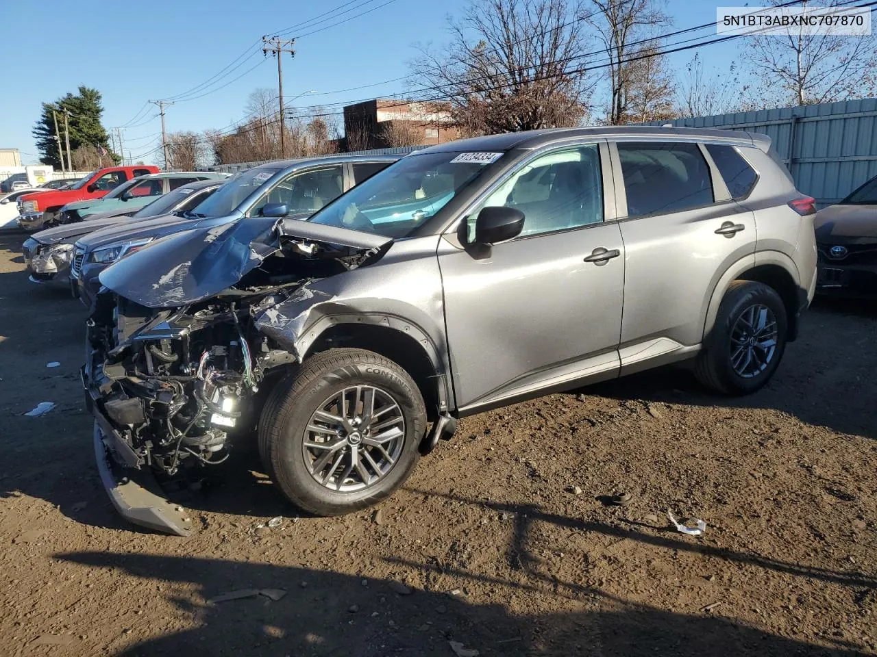 2022 Nissan Rogue S VIN: 5N1BT3ABXNC707870 Lot: 81234334