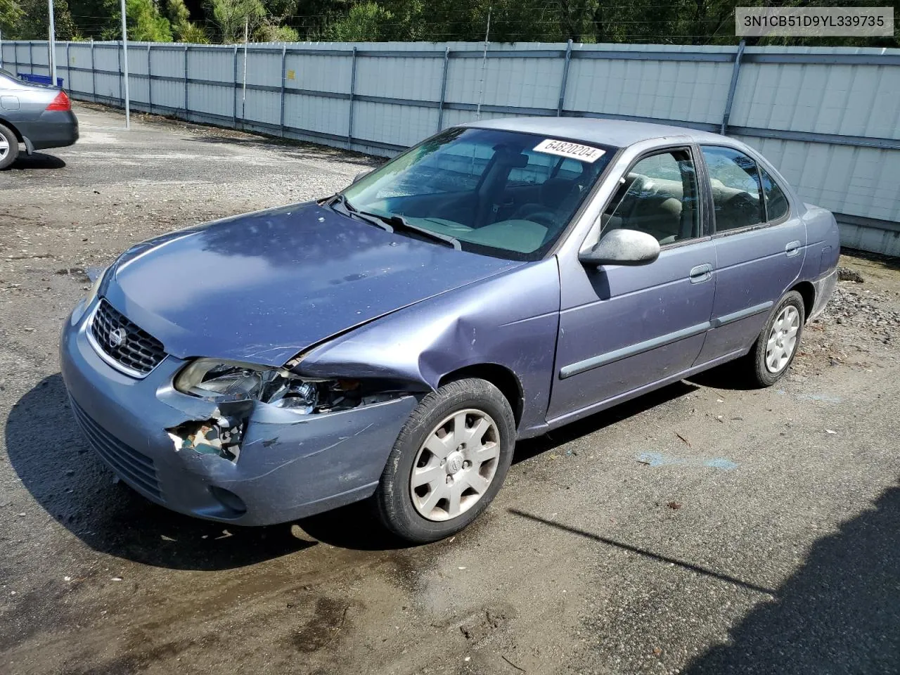 2000 Nissan Sentra Base VIN: 3N1CB51D9YL339735 Lot: 64820204