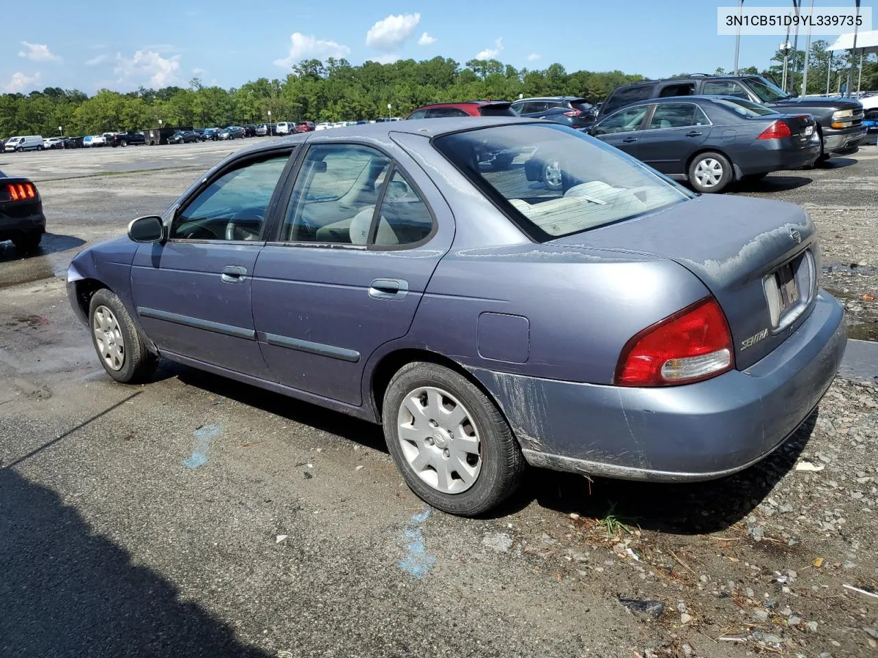 2000 Nissan Sentra Base VIN: 3N1CB51D9YL339735 Lot: 64820204