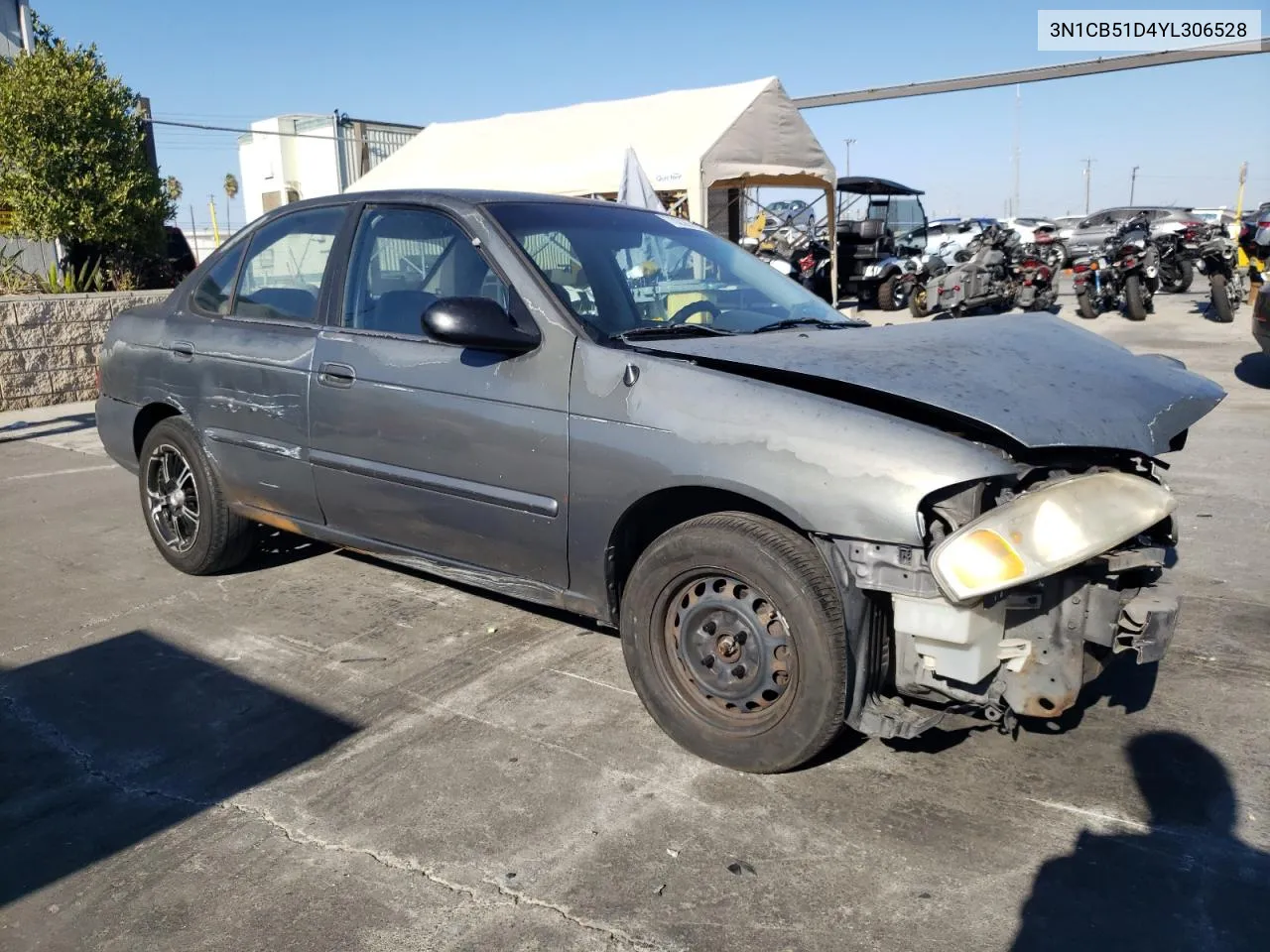 2000 Nissan Sentra Base VIN: 3N1CB51D4YL306528 Lot: 70228714