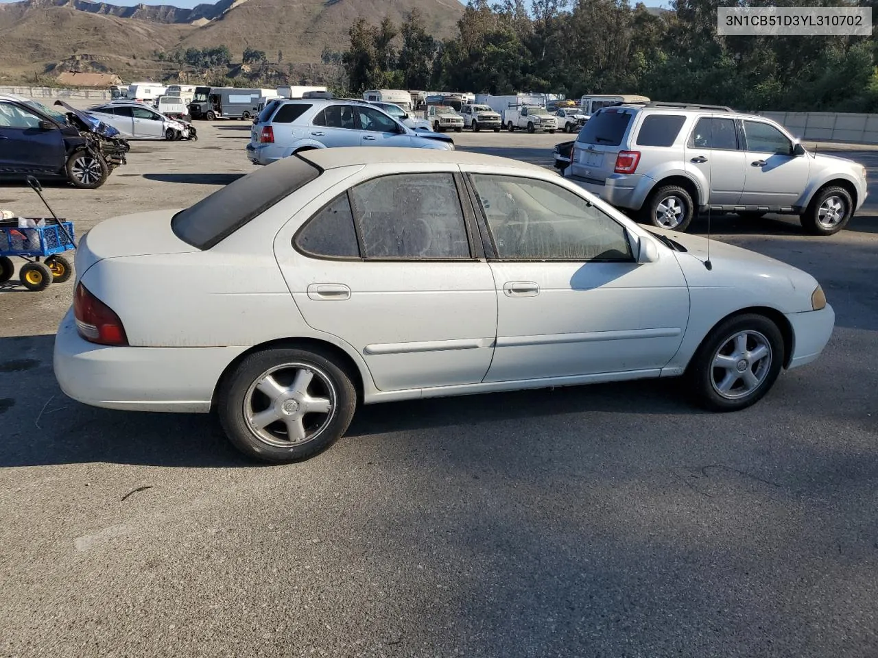 2000 Nissan Sentra Base VIN: 3N1CB51D3YL310702 Lot: 73896914