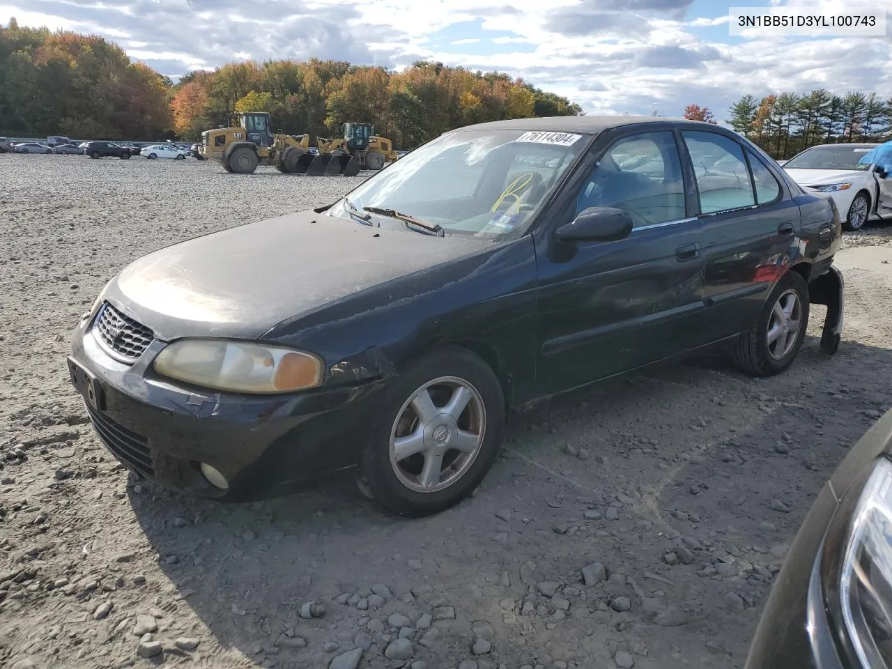 2000 Nissan Sentra Se VIN: 3N1BB51D3YL100743 Lot: 76114304