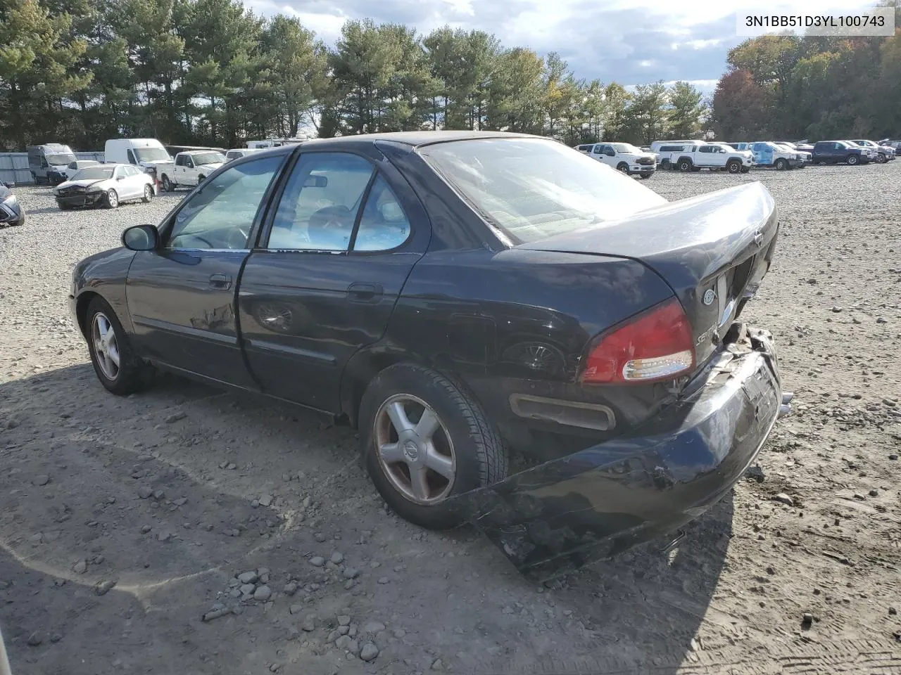 2000 Nissan Sentra Se VIN: 3N1BB51D3YL100743 Lot: 76114304