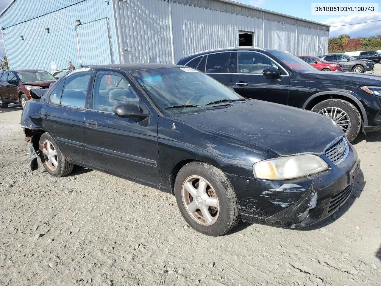 2000 Nissan Sentra Se VIN: 3N1BB51D3YL100743 Lot: 76114304