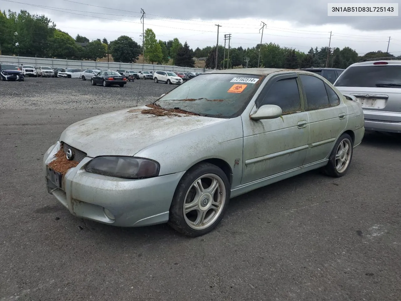 2003 Nissan Sentra Se-R Spec V VIN: 3N1AB51D83L725143 Lot: 72162514