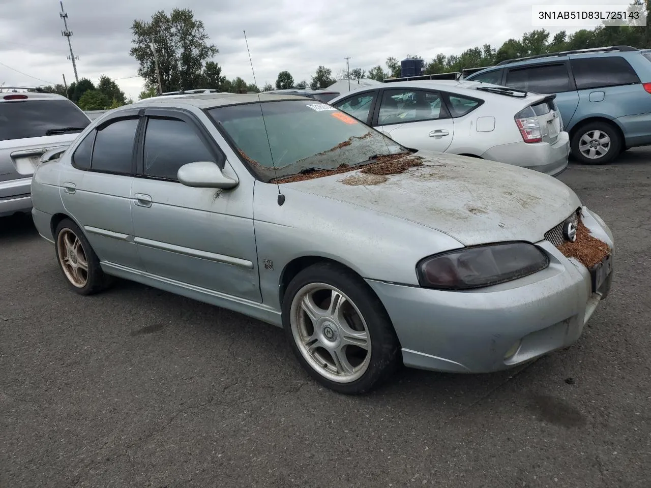 2003 Nissan Sentra Se-R Spec V VIN: 3N1AB51D83L725143 Lot: 72162514