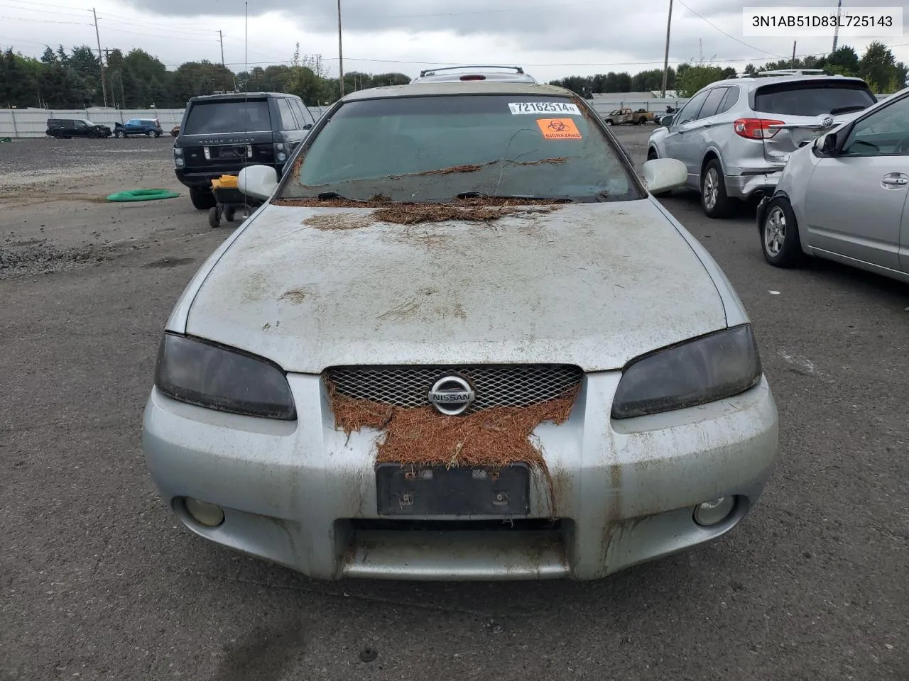 2003 Nissan Sentra Se-R Spec V VIN: 3N1AB51D83L725143 Lot: 72162514