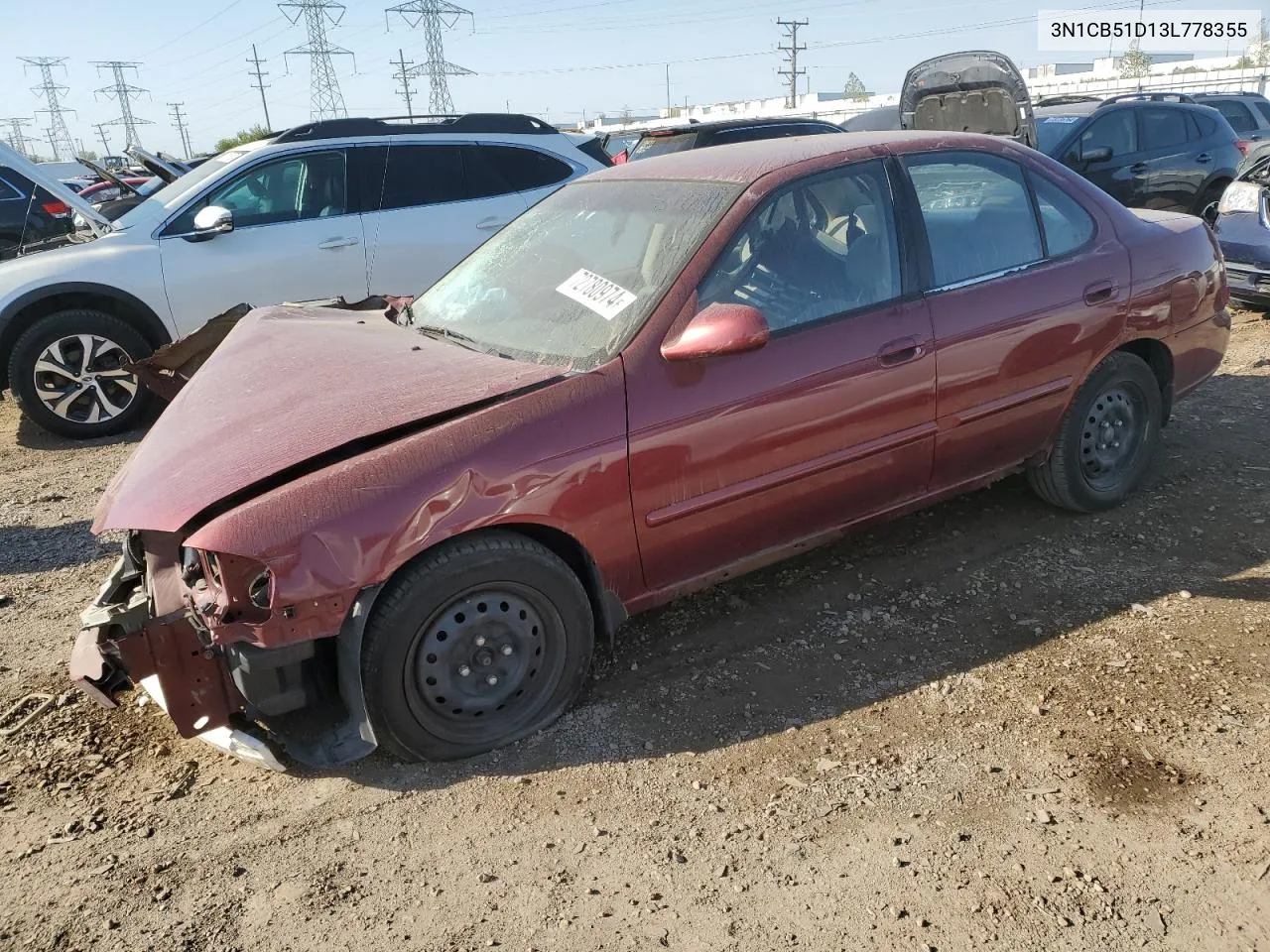 2003 Nissan Sentra Xe VIN: 3N1CB51D13L778355 Lot: 72780974