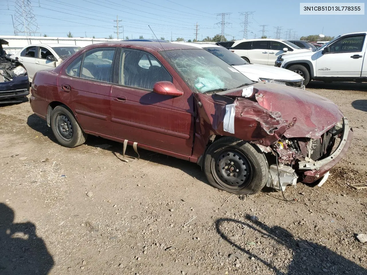 2003 Nissan Sentra Xe VIN: 3N1CB51D13L778355 Lot: 72780974