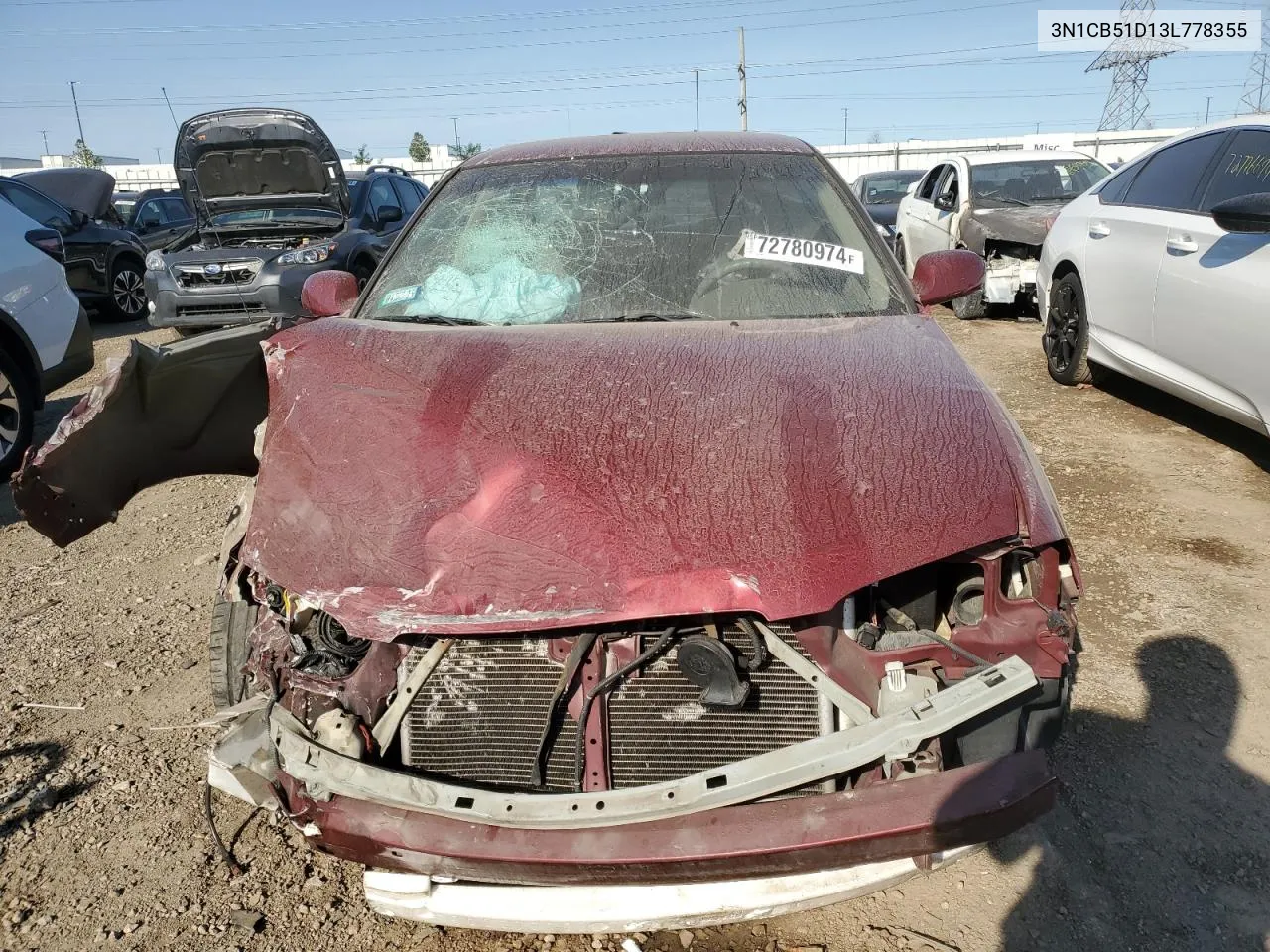 2003 Nissan Sentra Xe VIN: 3N1CB51D13L778355 Lot: 72780974