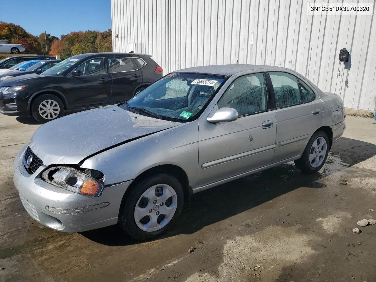 2003 Nissan Sentra Xe VIN: 3N1CB51DX3L700320 Lot: 75863774