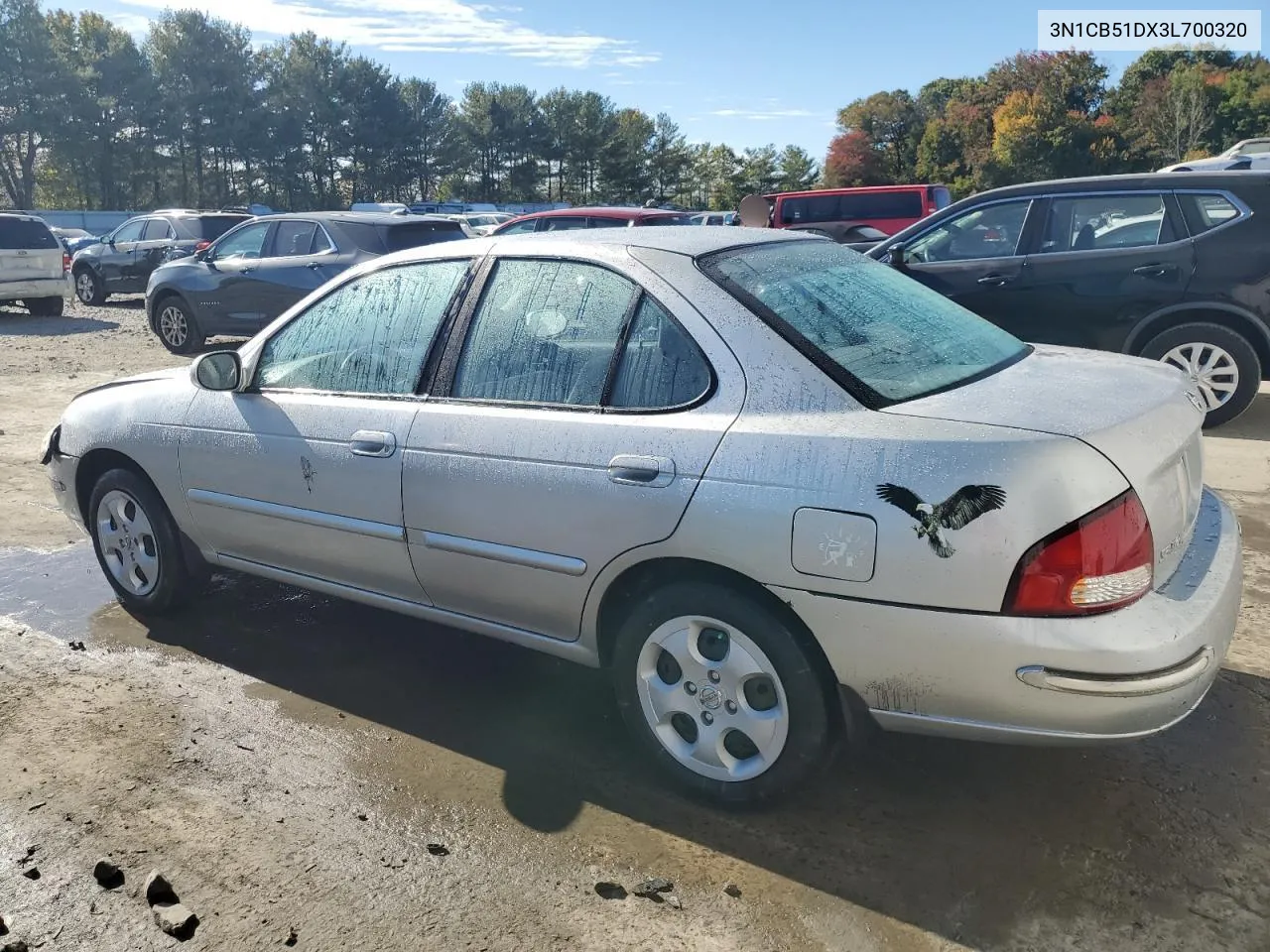 2003 Nissan Sentra Xe VIN: 3N1CB51DX3L700320 Lot: 75863774