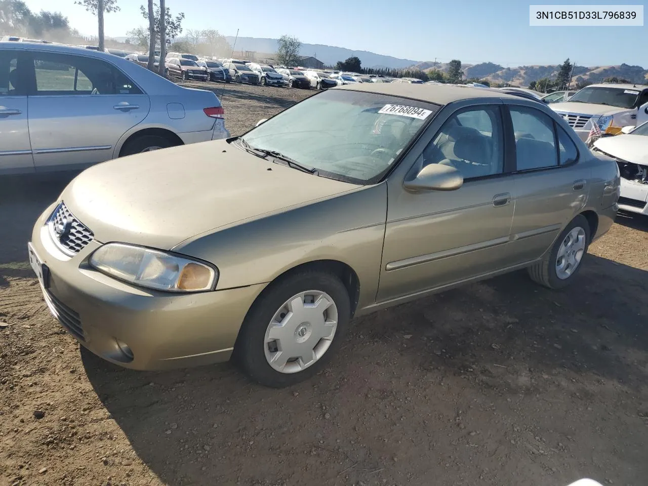 2003 Nissan Sentra Xe VIN: 3N1CB51D33L796839 Lot: 76768094