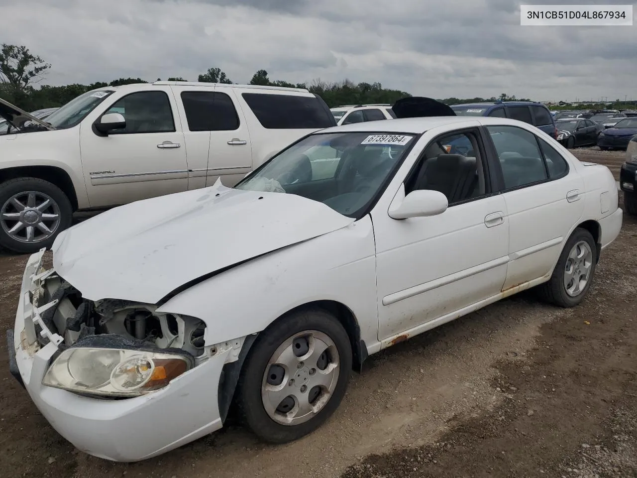 2004 Nissan Sentra 1.8 VIN: 3N1CB51D04L867934 Lot: 67397864