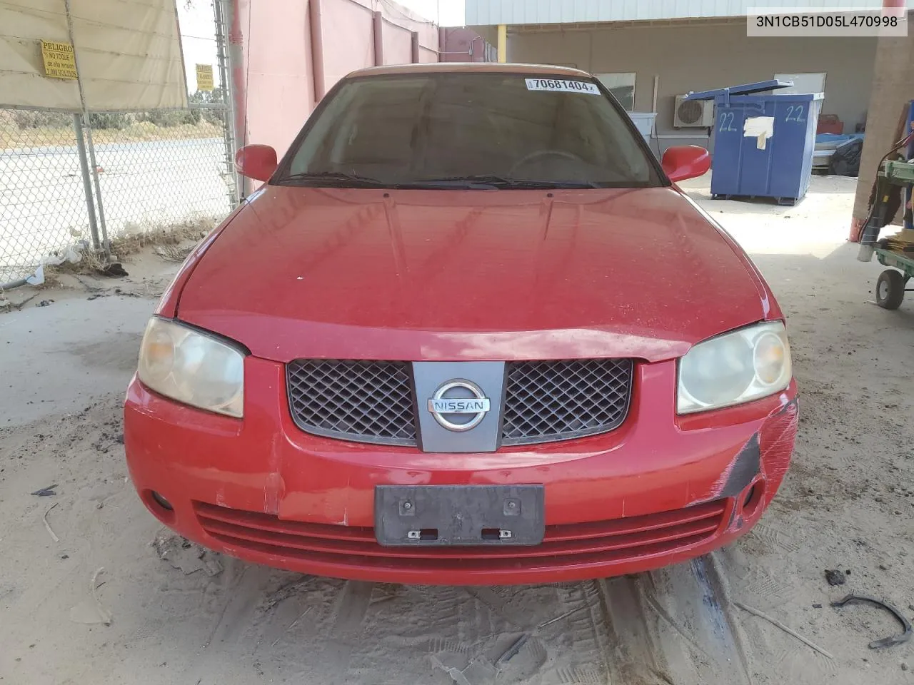 2005 Nissan Sentra 1.8 VIN: 3N1CB51D05L470998 Lot: 70681404