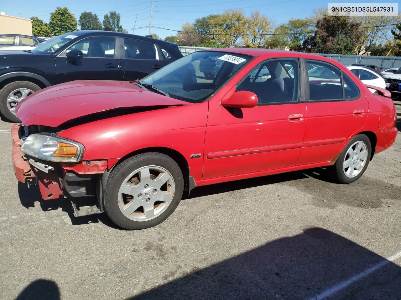 2005 Nissan Sentra 1.8 VIN: 3N1CB51D35L547931 Lot: 74929904