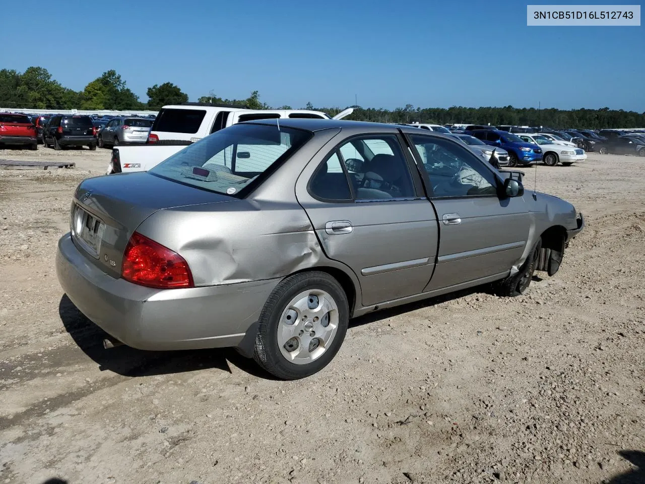 2006 Nissan Sentra 1.8 VIN: 3N1CB51D16L512743 Lot: 67235474