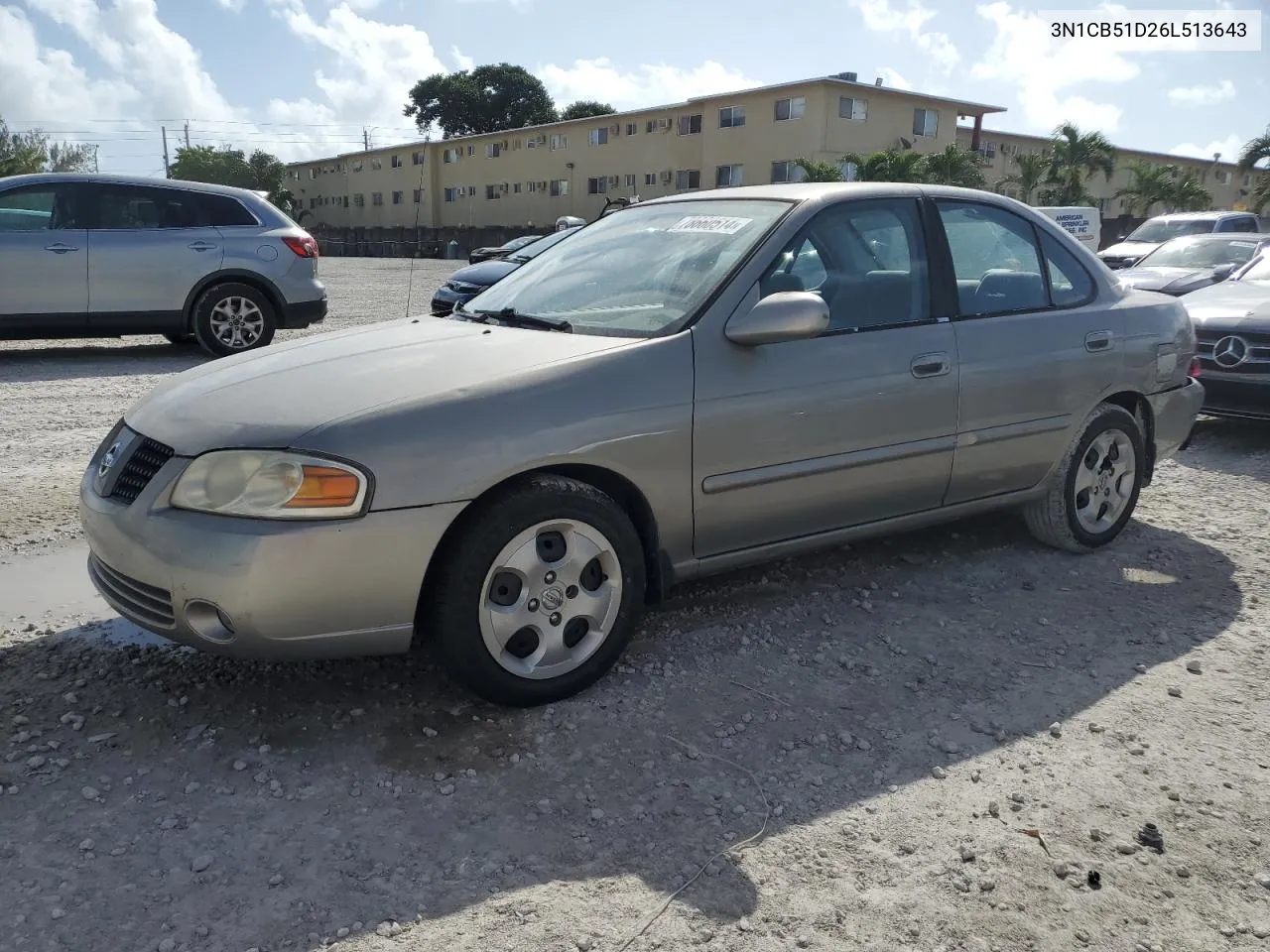 2006 Nissan Sentra 1.8 VIN: 3N1CB51D26L513643 Lot: 78660514