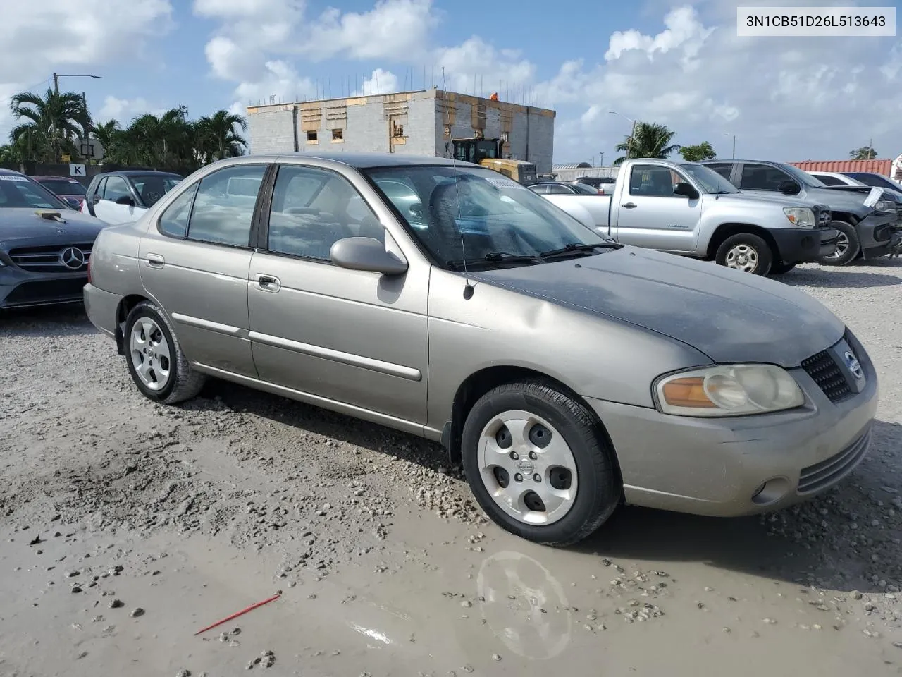 2006 Nissan Sentra 1.8 VIN: 3N1CB51D26L513643 Lot: 78660514