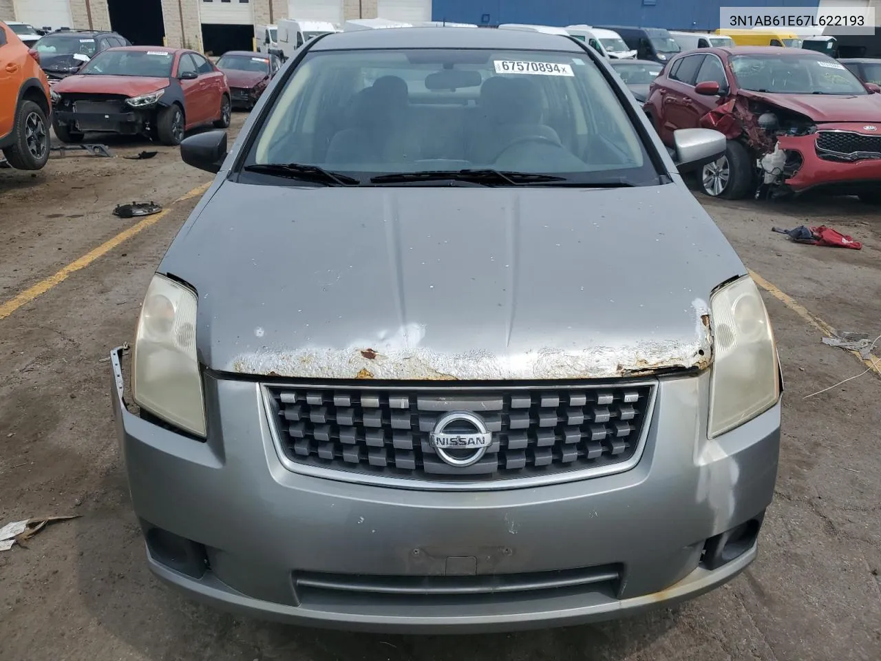 2007 Nissan Sentra 2.0 VIN: 3N1AB61E67L622193 Lot: 67570894